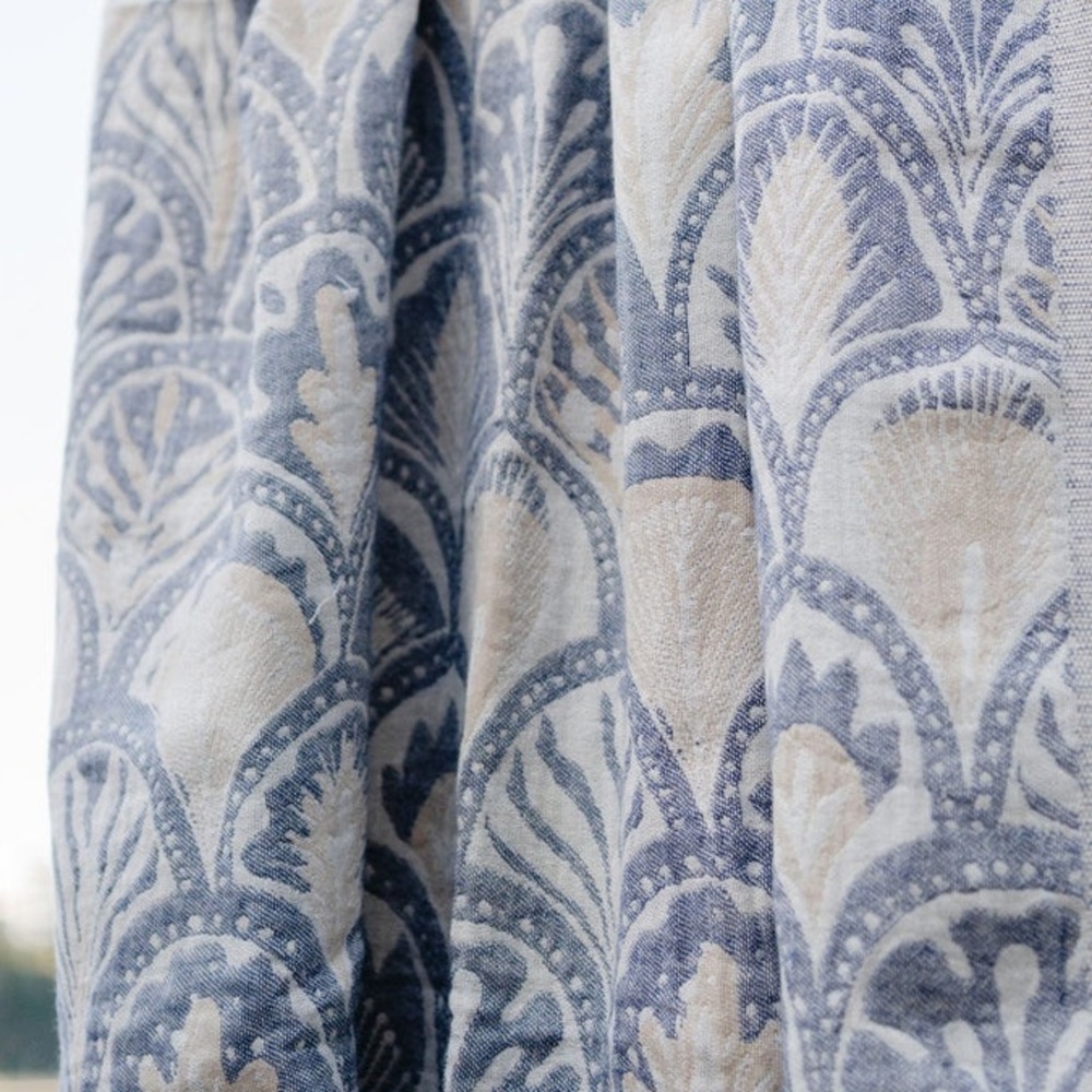 Succulents Blue Woven Organic Cotton 2-in-1 Blanket Wrap Anthropologie Holiday